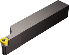 Sandvik Coromant - SRAC, Left Hand Cut, 1-1/4" Shank Height x 1-1/4" Shank Width, Neutral Rake Indexable Turning Toolholder - 6" OAL, RCMT 12 04 00 Insert Compatibility, Series CoroTurn 107 - USA Tool & Supply
