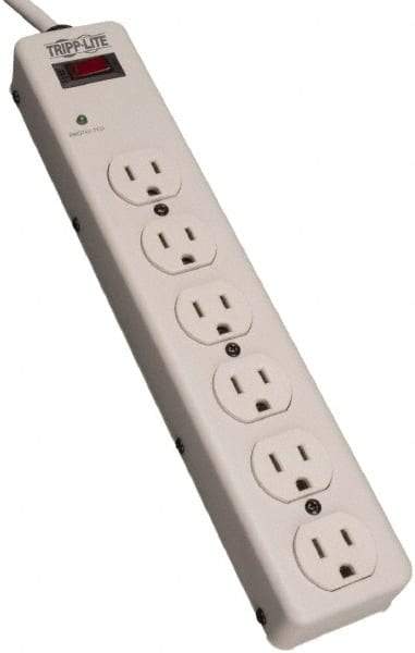 Tripp-Lite - 6 Outlets, 120 VAC15 Amps, 6' Cord, Power Outlet Strip - Floor, Keyhole Mount, 5-15 NEMA Configuration, 2-1/2" Strip - USA Tool & Supply