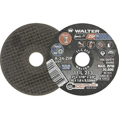 WALTER Surface Technologies - 2" 24 Grit Aluminum Oxide Cutoff Wheel - 1/16" Thick, 3/8" Arbor, 31,000 Max RPM, Use with Die Grinders - USA Tool & Supply