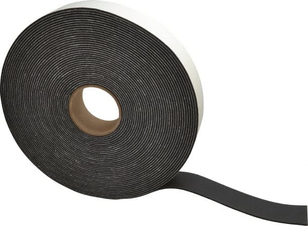 Made in USA - 75' x 2" x 1/8" Black PVC Foam Roll - USA Tool & Supply