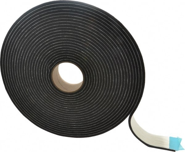 Made in USA - 45' x 2" x 1/4" Black PVC Foam Roll - USA Tool & Supply
