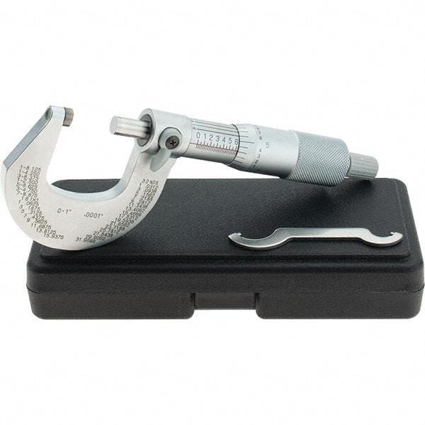 Starrett - 0 to 1" Range, 0.0001" Graduation, Mechanical Outside Micrometer - Ratchet Stop Thimble, Accurate to 0.00005" - USA Tool & Supply
