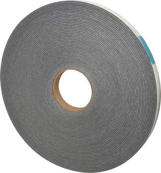 Made in USA - 1/8" Thick x 3/4" Wide x 100' Long Gray Open Cell Polyurethane Foam Rubber Roll - Stock Length, Adhesive Back, 1.8 to 2.2 Lb/Cu Ft Density, -20°F to 160°F - USA Tool & Supply