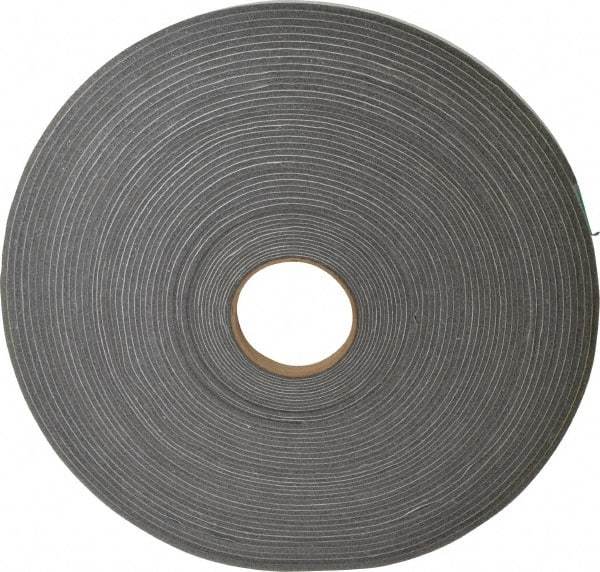 Made in USA - 3/16" Thick x 1/2" Wide x 100' Long Gray Open Cell Polyurethane Foam Rubber Roll - Stock Length, Adhesive Back, 1.8 to 2.2 Lb/Cu Ft Density, -20°F to 160°F - USA Tool & Supply