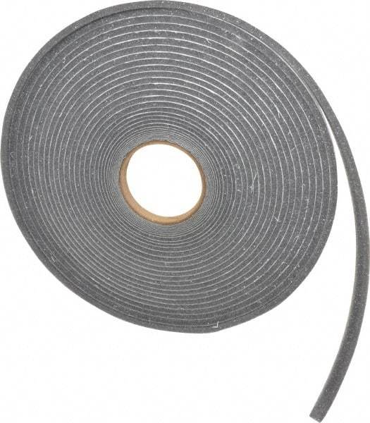 Made in USA - 1/4" Thick x 1/2" Wide x 50' Long Gray Open Cell Polyurethane Foam Rubber Roll - Stock Length, Adhesive Back, 1.8 to 2.2 Lb/Cu Ft Density, -20°F to 160°F - USA Tool & Supply
