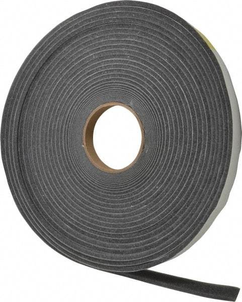 Made in USA - 1/4" Thick x 3/4" Wide x 50' Long Gray Open Cell Polyurethane Foam Rubber Roll - Stock Length, Adhesive Back, 1.8 to 2.2 Lb/Cu Ft Density, -20°F to 160°F - USA Tool & Supply