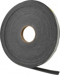 Made in USA - 1/4" Thick x 3/4" Wide x 50' Long Gray Open Cell Polyurethane Foam Rubber Roll - Stock Length, Adhesive Back, 1.8 to 2.2 Lb/Cu Ft Density, -20°F to 160°F - USA Tool & Supply