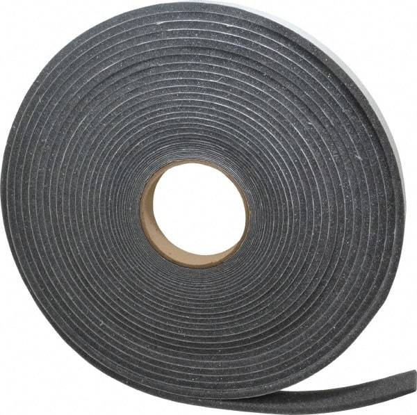 Made in USA - 1/4" Thick x 1" Wide x 50' Long Gray Open Cell Polyurethane Foam Rubber Roll - Stock Length, Adhesive Back, 1.8 to 2.2 Lb/Cu Ft Density, -20°F to 160°F - USA Tool & Supply