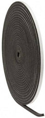 Made in USA - 3/8" Thick x 1/2" Wide x 50' Long Gray Open Cell Polyurethane Foam Rubber Roll - Stock Length, Adhesive Back, 1.8 to 2.2 Lb/Cu Ft Density, -20°F to 160°F - USA Tool & Supply