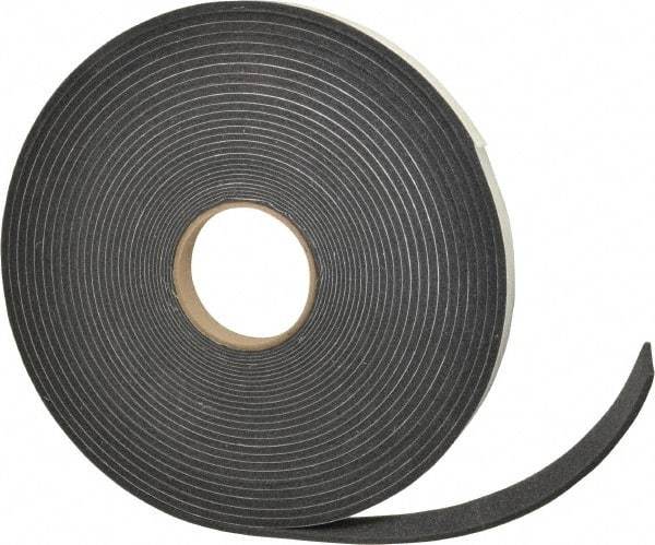 Made in USA - 3/8" Thick x 3/4" Wide x 50' Long Gray Open Cell Polyurethane Foam Rubber Roll - Stock Length, Adhesive Back, 1.8 to 2.2 Lb/Cu Ft Density, -20°F to 160°F - USA Tool & Supply