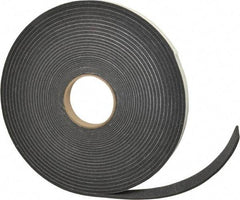 Made in USA - 3/8" Thick x 3/4" Wide x 50' Long Gray Open Cell Polyurethane Foam Rubber Roll - Stock Length, Adhesive Back, 1.8 to 2.2 Lb/Cu Ft Density, -20°F to 160°F - USA Tool & Supply
