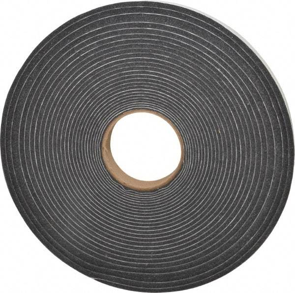 Made in USA - 3/8" Thick x 1" Wide x 50' Long Gray Open Cell Polyurethane Foam Rubber Roll - Stock Length, Adhesive Back, 1.8 to 2.2 Lb/Cu Ft Density, -20°F to 160°F - USA Tool & Supply
