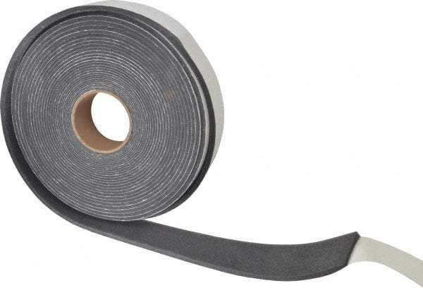 Made in USA - 3/8" Thick x 2" Wide x 50' Long Gray Open Cell Polyurethane Foam Rubber Roll - Stock Length, Adhesive Back, 1.8 to 2.2 Lb/Cu Ft Density, -20°F to 160°F - USA Tool & Supply
