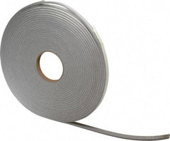 Made in USA - 3/16" Thick x 1/2" Wide x 30' Long Gray Closed Cell PVC Foam Rubber Roll - Stock Length, Adhesive Back, 8 Lb/Cu Ft Density, -20°F to 130°F - USA Tool & Supply