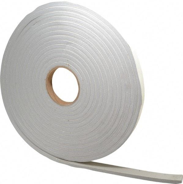 Made in USA - 3/8" Thick x 3/4" Wide x 30' Long Gray Closed Cell PVC Foam Rubber Roll - Stock Length, Adhesive Back, 8 Lb/Cu Ft Density, -20°F to 130°F - USA Tool & Supply