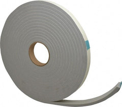 Made in USA - 3/8" Thick x 1" Wide x 30' Long Gray Closed Cell PVC Foam Rubber Roll - Stock Length, Adhesive Back, 8 Lb/Cu Ft Density, -20°F to 130°F - USA Tool & Supply