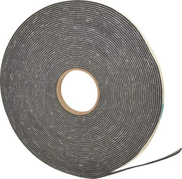 Made in USA - 1/8" Thick x 1/2" Wide x 75' Long Black Closed Cell PVC Foam Rubber Roll - Stock Length, Adhesive Back, 13 Lb/Cu Ft Density, -20°F to 130°F - USA Tool & Supply