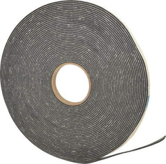 Made in USA - 1/8" Thick x 1/2" Wide x 75' Long Black Closed Cell PVC Foam Rubber Roll - Stock Length, Adhesive Back, 13 Lb/Cu Ft Density, -20°F to 130°F - USA Tool & Supply