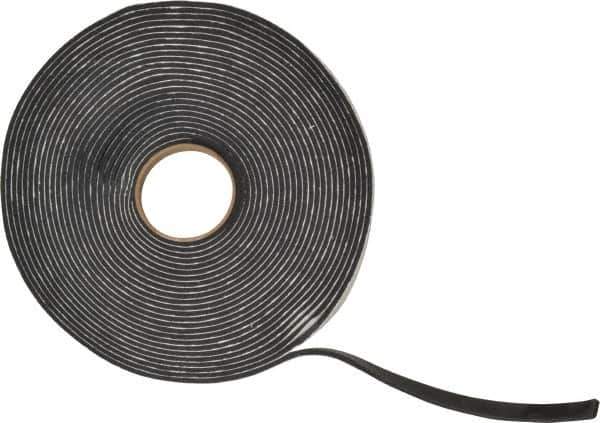 Made in USA - 3/16" Thick x 1/2" Wide x 45' Long Black Closed Cell PVC Foam Rubber Roll - Stock Length, Adhesive Back, 13 Lb/Cu Ft Density, -20°F to 130°F - USA Tool & Supply