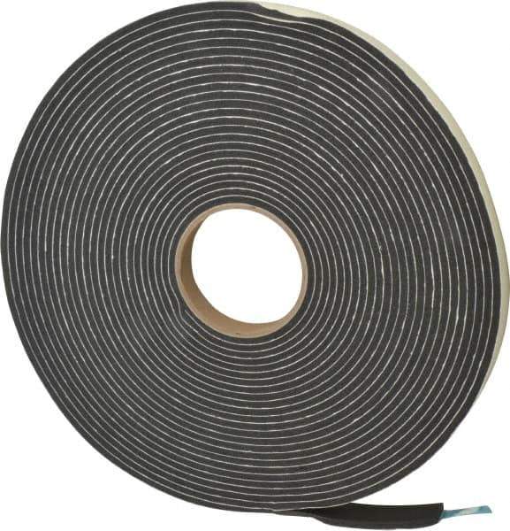 Made in USA - 3/16" Thick x 3/4" Wide x 45' Long Black Closed Cell PVC Foam Rubber Roll - Stock Length, Adhesive Back, 13 Lb/Cu Ft Density, -20°F to 130°F - USA Tool & Supply