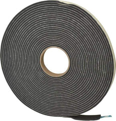 Made in USA - 3/16" Thick x 3/4" Wide x 45' Long Black Closed Cell PVC Foam Rubber Roll - Stock Length, Adhesive Back, 13 Lb/Cu Ft Density, -20°F to 130°F - USA Tool & Supply