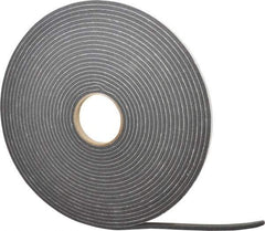 Made in USA - 1/4" Thick x 1/2" Wide x 45' Long Black Closed Cell PVC Foam Rubber Roll - Stock Length, Adhesive Back, 13 Lb/Cu Ft Density, -20°F to 130°F - USA Tool & Supply