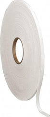 Made in USA - 1/8" Thick x 3/8" Wide x 75' Long White Closed Cell Polyethylene Foam Rubber Roll - Stock Length, Adhesive Back, 2 Lb/Cu Ft Density, -20°F to 170°F - USA Tool & Supply