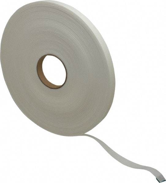 Made in USA - 1/8" Thick x 3/4" Wide x 75' Long White Closed Cell Polyethylene Foam Rubber Roll - Stock Length, Adhesive Back, 2 Lb/Cu Ft Density, -20°F to 170°F - USA Tool & Supply