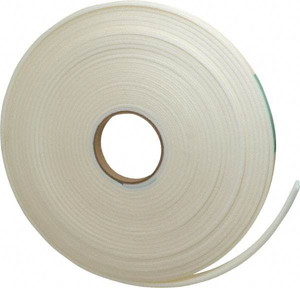 Made in USA - 3/16" Thick x 5/8" Wide x 50' Long White Closed Cell Polyethylene Foam Rubber Roll - Stock Length, Adhesive Back, 2 Lb/Cu Ft Density, -20°F to 170°F - USA Tool & Supply