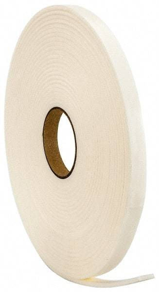 Made in USA - 3/16" Thick x 3/4" Wide x 50' Long White Closed Cell Polyethylene Foam Rubber Roll - Stock Length, Adhesive Back, 2 Lb/Cu Ft Density, -20°F to 170°F - USA Tool & Supply