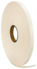 Made in USA - 3/16" Thick x 3/4" Wide x 50' Long White Closed Cell Polyethylene Foam Rubber Roll - Stock Length, Adhesive Back, 2 Lb/Cu Ft Density, -20°F to 170°F - USA Tool & Supply
