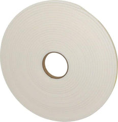 Made in USA - 1/4" Thick x 1/2" Wide x 50' Long White Closed Cell Polyethylene Foam Rubber Roll - Stock Length, Adhesive Back, 2 Lb/Cu Ft Density, -20°F to 170°F - USA Tool & Supply