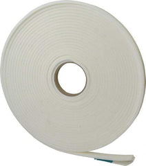 Made in USA - 1/4" Thick x 5/8" Wide x 50' Long White Closed Cell Polyethylene Foam Rubber Roll - Stock Length, Adhesive Back, 2 Lb/Cu Ft Density, -20°F to 170°F - USA Tool & Supply