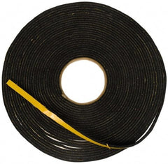 Made in USA - 5/32" Thick x 5/8" Wide x 50' Long Black Open Cell Natural Foam Rubber Roll - Stock Length, Adhesive Back, 24 to 30 Lb/Cu Ft Density, -20°F to 160°F - USA Tool & Supply