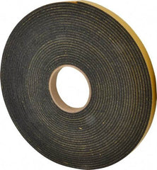 Made in USA - 5/32" Thick x 3/4" Wide x 50' Long Black Open Cell Natural Foam Rubber Roll - Stock Length, Adhesive Back, 24 to 30 Lb/Cu Ft Density, -20°F to 160°F - USA Tool & Supply