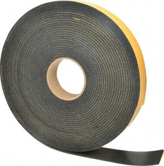 Made in USA - 5/32" Thick x 1-1/2" Wide x 50' Long Black Open Cell Natural Foam Rubber Roll - Stock Length, Adhesive Back, 24 to 30 Lb/Cu Ft Density, -20°F to 160°F - USA Tool & Supply