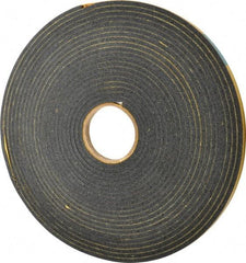 Made in USA - 1/4" Thick x 1/2" Wide x 50' Long Black Open Cell Natural Foam Rubber Roll - Stock Length, Adhesive Back, 24 to 30 Lb/Cu Ft Density, -20°F to 160°F - USA Tool & Supply