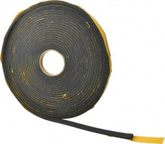 Made in USA - 1/4" Thick x 5/8" Wide x 50' Long Black Open Cell Natural Foam Rubber Roll - Stock Length, Adhesive Back, 24 to 30 Lb/Cu Ft Density, -20°F to 160°F - USA Tool & Supply