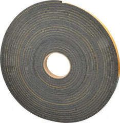 Made in USA - 1/4" Thick x 3/4" Wide x 50' Long Black Open Cell Natural Foam Rubber Roll - Stock Length, Adhesive Back, 24 to 30 Lb/Cu Ft Density, -20°F to 160°F - USA Tool & Supply