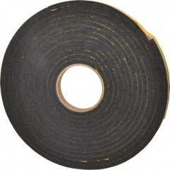 Made in USA - 5/16" Thick x 3/4" Wide x 25' Long Black Open Cell Natural Foam Rubber Roll - Stock Length, Adhesive Back, 24 to 30 Lb/Cu Ft Density, -20°F to 160°F - USA Tool & Supply
