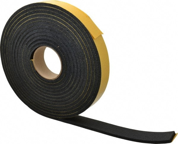 Made in USA - 25' x 1-1/2" x 5/16" Black Natural Foam Roll - USA Tool & Supply