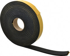 Made in USA - 25' x 1-1/2" x 5/16" Black Natural Foam Roll - USA Tool & Supply