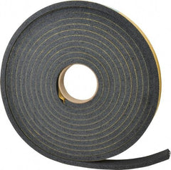 Made in USA - 7/16" Thick x 1" Wide x 25' Long Black Open Cell Natural Foam Rubber Roll - Stock Length, Adhesive Back, 24 to 30 Lb/Cu Ft Density, -20°F to 160°F - USA Tool & Supply