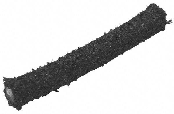 Made in USA - 1/2" x 2.9' Spool Length, Wire-Inserted Carbon Fiber Compression Packing - 1,200 Max psi, -100 to 1200° F, Dark Gray - USA Tool & Supply