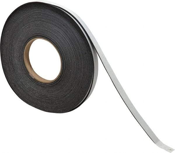 Made in USA - 1/16" Thick x 1/2" Wide x 50' Long Black Closed Cell Neoprene-Blend Spring Rubber Roll - Stock Length, Adhesive Back, 8 to 11 Lb/Cu Ft Density, -40°F to 158°F - USA Tool & Supply