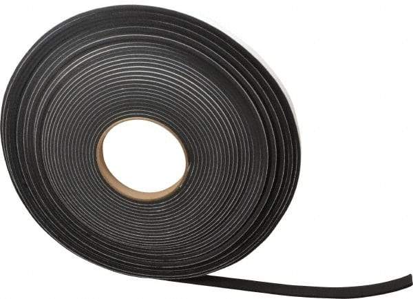 Made in USA - 1/8" Thick x 1/2" Wide x 50' Long Black Closed Cell Neoprene-Blend Spring Rubber Roll - Stock Length, Adhesive Back, 8 to 11 Lb/Cu Ft Density, -40°F to 158°F - USA Tool & Supply