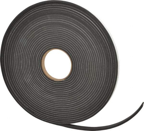 Made in USA - 3/16" Thick x 1/2" Wide x 50' Long Black Closed Cell Neoprene-Blend Spring Rubber Roll - Stock Length, Adhesive Back, 8 to 11 Lb/Cu Ft Density, -40°F to 158°F - USA Tool & Supply