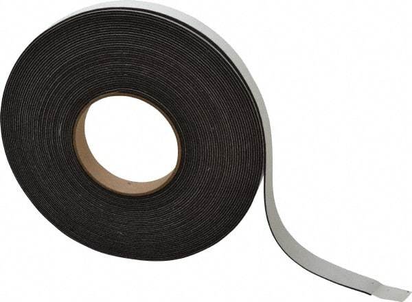 Made in USA - 1/16" Thick x 3/4" Wide x 50' Long Black Closed Cell Neoprene-Blend Spring Rubber Roll - Stock Length, Adhesive Back, 8 to 11 Lb/Cu Ft Density, -40°F to 158°F - USA Tool & Supply