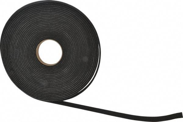 Made in USA - 3/16" Thick x 3/4" Wide x 50' Long Black Closed Cell Neoprene-Blend Spring Rubber Roll - Stock Length, Adhesive Back, 8 to 11 Lb/Cu Ft Density, -40°F to 158°F - USA Tool & Supply