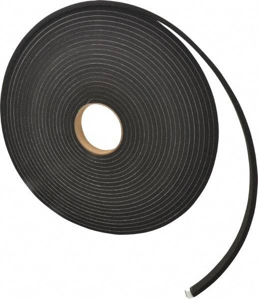 Made in USA - 1/4" Thick x 3/4" Wide x 50' Long Black Closed Cell Neoprene-Blend Spring Rubber Roll - Stock Length, Adhesive Back, 8 to 11 Lb/Cu Ft Density, -40°F to 158°F - USA Tool & Supply
